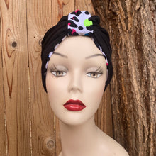 Load image into Gallery viewer, Pull On Neon Leopard & Black Reversible Turban