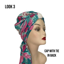 Load image into Gallery viewer, Pull On Flamingo Turban with Tie (wear it 8 different ways!)