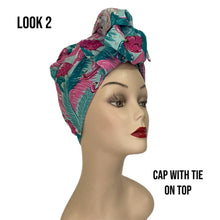 Load image into Gallery viewer, Pull On Flamingo Turban with Tie (wear it 8 different ways!)