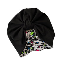 Load image into Gallery viewer, Pull On Neon Leopard & Black Reversible Turban