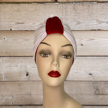 Load image into Gallery viewer, Pull On Red Velvet & White Reversible Turban
