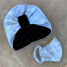 Load image into Gallery viewer, Pull On Black Velvet Reversible Turban with Mask