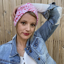 Load image into Gallery viewer, Pull On Pink Leopard & White Turban