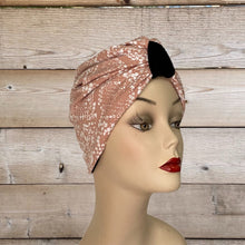 Load image into Gallery viewer, Pull On Black Velvet & Dusty Pink Reversible Turban