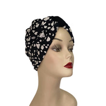 Load image into Gallery viewer, Pull On Black and White Jersey Reversible Turban