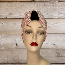 Load image into Gallery viewer, Pull On Black Velvet & Dusty Pink Reversible Turban