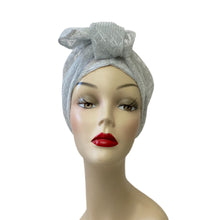 Load image into Gallery viewer, Silver Sparkle Long Tie Turban