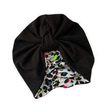 Load image into Gallery viewer, Pull On Neon Leopard &amp; Black Turban
