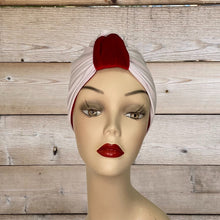 Load image into Gallery viewer, Red Velvet &amp; White Turban
