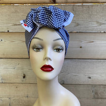 Load image into Gallery viewer, Vintage Style Navy Gingham Turban
