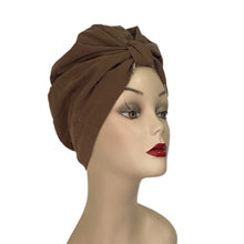 Load image into Gallery viewer, Pull On Brown Floral Turban

