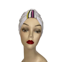 Load image into Gallery viewer, Pull On Stripes &amp; Whites Turban
