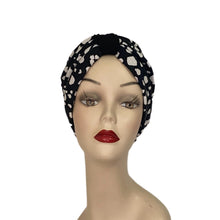 Load image into Gallery viewer, Pull On Black and White Jersey Reversible Turban
