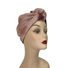 Load image into Gallery viewer, Mauve Hand Dyed Short Tie Reversible Turban
