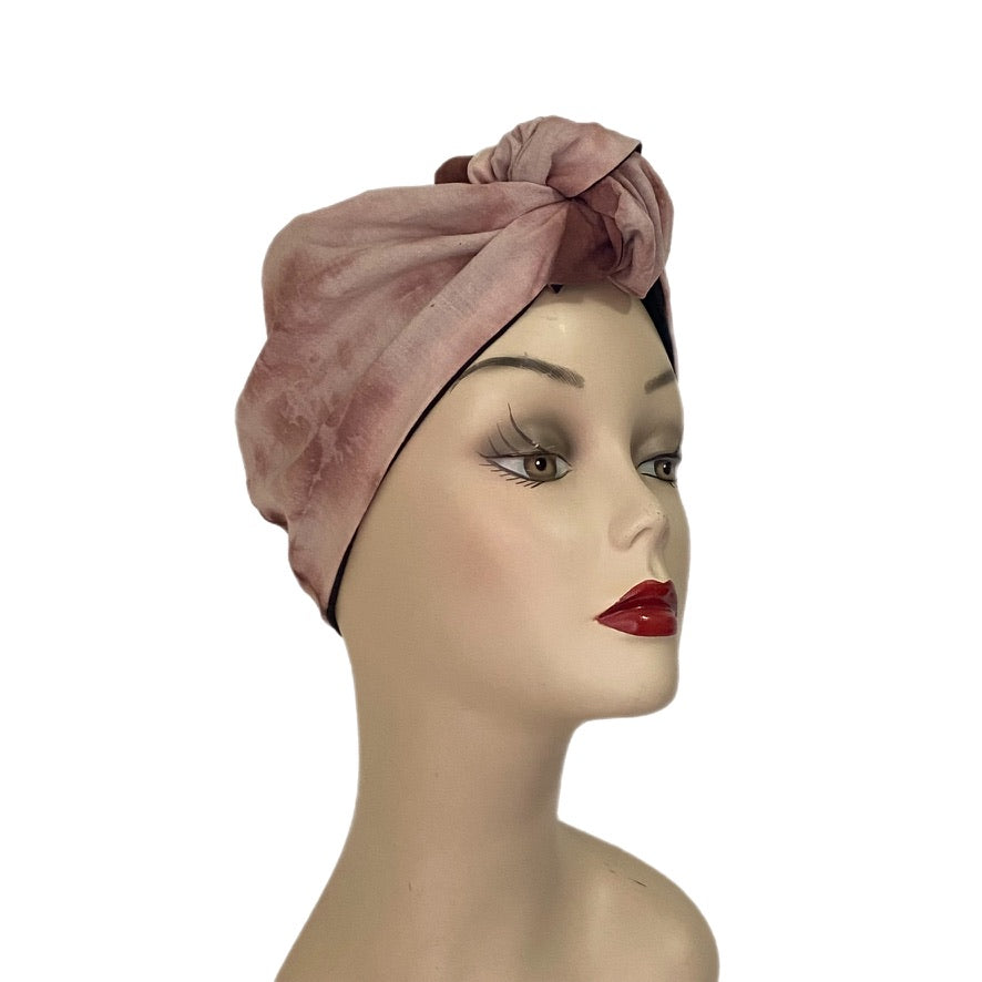 Mauve Hand Dyed Short Tie Reversible Turban
