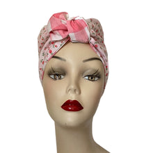 Load image into Gallery viewer, Pink Gingham &amp; Floral Turban
