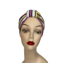 Load image into Gallery viewer, Pull On Stripes &amp; Whites Turban
