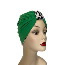 Load image into Gallery viewer, Pull On Neon Leopard &amp; Green Turban

