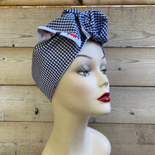 Load image into Gallery viewer, Vintage Style Navy Gingham Turban

